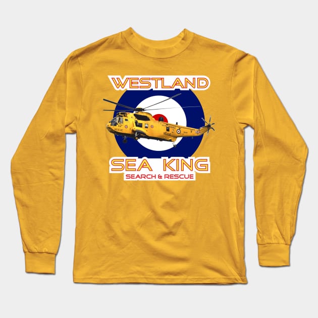 Westland Sea King Search and rescue helicopter in RAF roundel, Long Sleeve T-Shirt by AJ techDesigns